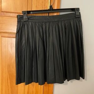 Vegan Leather Pleated Mini Skirt